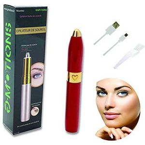 G-MOtions Elektrische wenkbrauwsnijder, geurloos, voor vrouwen/mannen, scheerapparaat voor gezichtdons/wenkbrauwen/lippenhaar/arm met geïntegreerde leds, handleiding in het Frans of USB-oplader Rood