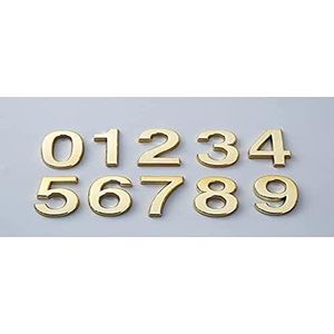 PARENCE - 3D huisnummer - 10 cm - premium kunststof geborsteld - goudglans - extra sterke lijm - deurnummer straat, huis (6, koper)