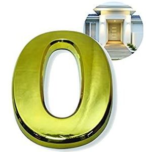 PARENCE - Deurnummer 3D - 10 CM - Geborsteld premium kunststof - glanzend goud effect - extra sterke lijm - deurnummer, straat, huis (0, OR) PARC001
