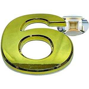 PARENCE - 3D deurnummer - 10 cm - premium kunststof geborsteld - goud glans - extra sterke lijm - deurnummer straat, huis (6, OR) PARC001