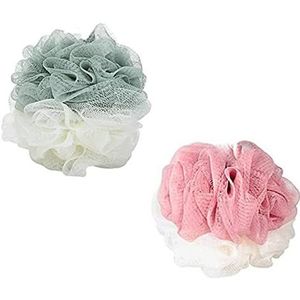 PARENCE - 2 stuks badsponzen, peelingspons, badbloemen, douchespons voor mannen en vrouwen voor peeling, 2 stuks roze/grijs