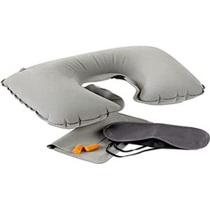 PARENCE. - Reisset. Opblaasbaar kussen, opblaasbaar zacht fluweel en wasbare hoes met oordopjes en oogmasker (wit)