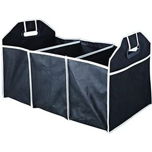 PARENCE - Set van 2 opvouwbare kofferbakorganizer/opbergtas voor de auto met 3 vakken en handgrepen - draagbare container met grote capaciteit - polyester - kleur zwart