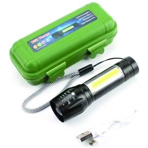PARENCE. - Oplaadbare USB-zaklamp / 3 verlichtingsmodi: normale stroboscoop/aluminiumlegering - Krachtige lamp met koord, transportbox, dagelijks gebruik, werk
