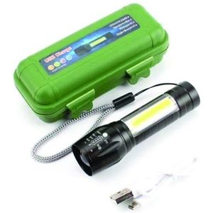 PARENCE. - Oplaadbare USB-zaklamp / 3 verlichtingsmodi: normale stroboscoopzijde / aluminiumlegering - Krachtige lamp met koord, draagdoos, dagelijks gebruik, werk