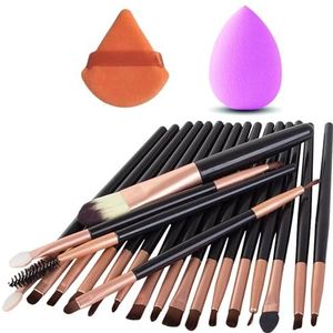 PARENCE.- 22-delige make-upset - 20 make-upborstels ca. 14 cm, 1 blenderspons, 1 poederdons - Make-up, complete set, veelzijdig
