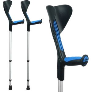 Advance elleboogkrukken met flexibele doppen, blauw - loopkrukken - krukken open manchet. Set - paar van 2