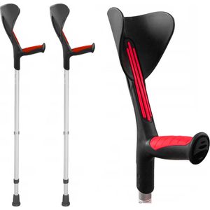 Advance elleboogkrukken met flexibele doppen, rood - loopkrukken - krukken open manchet. Set - paar van 2