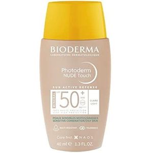 Bioderma Photoderm Nude Touch Beschermende getinte fluid voor gemengde tot vette huid  SPF 50+ Tint  Light Colour 40 ml