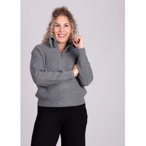 Grijze gebreide trui met halve rits Naiki - Grace & Mila