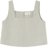 Grace & Mila - Peanut - Cropped Top - Beige - Mouwloos, Vierkante Halslijn, Knoopsluiting