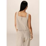 Grace & Mila - Peanut - Cropped Top - Beige - Mouwloos, Vierkante Halslijn, Knoopsluiting