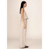 Grace & Mila - Peanut - Cropped Top - Beige - Mouwloos, Vierkante Halslijn, Knoopsluiting