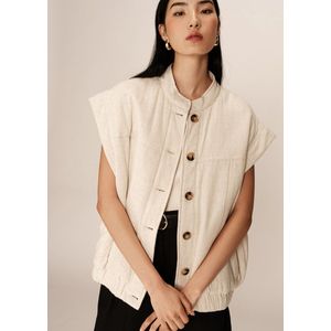 Grace & Mila - Placide - Mouwloos Jasje - Beige - Gewatteerd Oversized Met Mao-kraag
