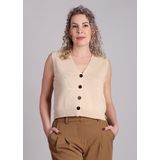 Mouwloos, gebreid vest met knopen PANCAKE GRACE & MILA. Katoen materiaal. Maten L. Beige kleur