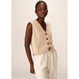 Mouwloos, gebreid vest met knopen PANCAKE GRACE & MILA. Katoen materiaal. Maten L. Beige kleur