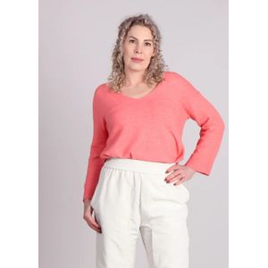 Grace & Mila - Paltrow - Trui - Koraal - Losse Pasvorm, 3/4 Mouwen, V-hals
