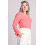 Grace & Mila - Paltrow - Trui - Koraal - Losse Pasvorm, 3/4 Mouwen, V-hals