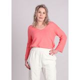 Grace & Mila - Paltrow - Trui - Koraal - Losse Pasvorm, 3/4 Mouwen, V-hals