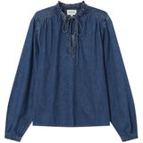 Grace & Mila - Salsa - Blouse - Denimblauw - Lange Mouwen - Strikhals