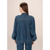 Grace & Mila - Salsa - Blouse - Denimblauw - Lange Mouwen - Strikhals