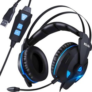 KLIM IMPACT V2 - USB Gaming Headset - 7.1 Surround Sound + Isolatie - Hoge Kwaliteit Audio + Sterke Bass - Microfoon Gaming Video Games voor PC PS4 [Nieuwe versie 2022]