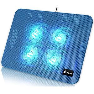 Klim Serenity + laptopkoeler + 11 tot 15,6 inch + perfect voor kleine en middelgrote laptops + stabiel en robuust metalen rooster + geruisloze laptopkoelkussen + nieuwe (blauw)