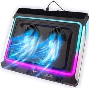 KLIM Mistral Laptop Cooling Pad - Nieuwe versie 2024 - Krachtige turbo-Fan 4500 RPM laptopkoeler - Rubberen ringafdichting voor maximale prestaties - Vermijd oververhitting en bescherm uw