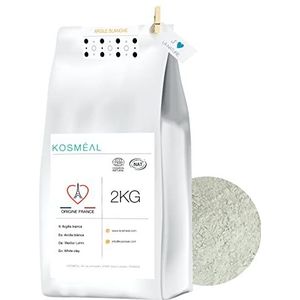 Witte kleipoeder 100% zuiver 2KG - oorsprong Frankrijk - natuurlijke klei vloer - klei wit - milieuvriendelijke verpakking in wit kraftpapier