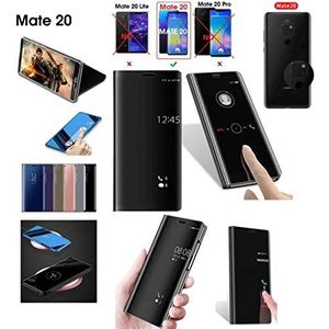 Beschermhoes voor Huawei Mate 20, met spiegel en kijkvenster, zwart