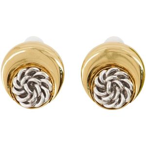 Marine Serre, Accessoires, Dames, Geel, ONE Size, Gouden Maan Oorbellen - Geregenereerde Knopen