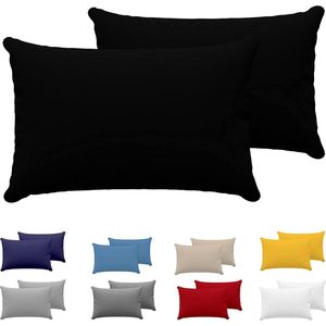 Dreamzie - Kussensloop - Zwart - 100% Jersey Katoen - 2 Stuks