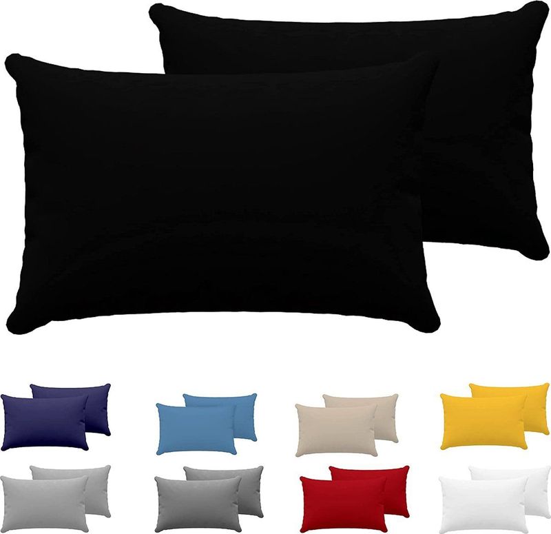 Dreamzie - Kussensloop - Zwart - 100% Jersey Katoen - 2 Stuks