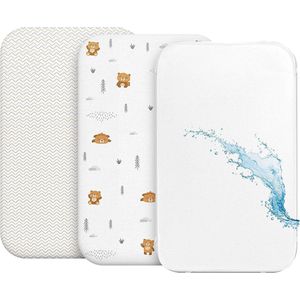 Hoeslaken Cododo (Set van 2) + 1 Waterdichte Matrashoes met Elastiek - 3-in-1 - Afmeting 50x83 cm - Compatibel met wiegjes, Cododo Baby Matras wieg - Voor Meisje en Jongen - Teddy Beer Patroon