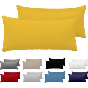 Dreamzie Pillowcase 40x80 cm (batch van 2) 100% katoenen trui 150 gsm - geel - kussensloop 40 x 80 katoen - resistent en hypoallergeen kussendeksel voor kussen
