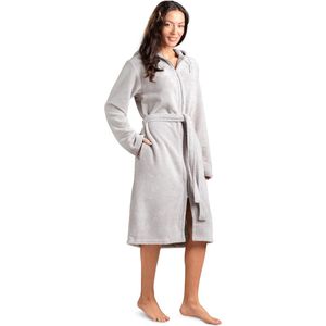 Twinzen - Damesbadjas - Beige - OekoTex-katoen - Met Ritssluiting en Capuchon