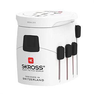 SKROSS | 1.103180 | Set van 2 universele reisadapters | Van en naar 250 landen - Spanning en vermogen: 100V – 630W / 250V – 1575W - Bescherming tegen elektrische schokken