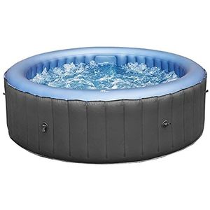 Happy Garden Bergen Opblaasbare Spa, rond, 6-zits, grijs, met isolerende afdekking en patroonfiltratie. Verwarmde spa voor binnen en buiten.