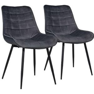 Set van 2 grijze LOUISE fluwelen stoelen