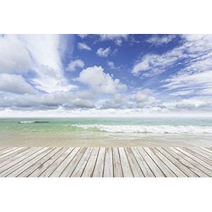 Scenolia Textielcanvas, terras, zicht op zee, 4 x 2,70 m – wanddecoratie, trompe-effect, panorama-coating, XXL-posters, eenvoudig aan te brengen en HD-kwaliteit