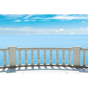 Scenolia Vliesbehang voor het balkon op de zee, 3 x 2,70 m, wanddecoratie, trompe-l'oeil – panorama-coating, oceaan en horizon – eenvoudig aan te brengen en HD-kwaliteit