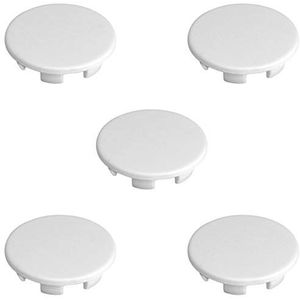 5 x ronde afdekking om vast te klikken, kunststof, wit, beschermkap, gat voor meubels, muur (Ø6 mm)
