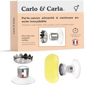 Carlo & Carla Magnetisch zeepbakje met zuignap van roestvrij staal, voor al je vaste hygiëneproducten – Gemaakt in Frankrijk en herbruikbaar: milieuvriendelijk en zuinig