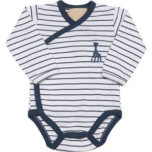 Sophie de giraf - romper - wit - met blauwe streep - met sierrandje - 3 Maanden - 60cm