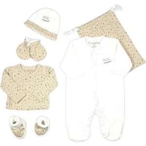 Kinousses - Geboorteset ""Baby Craquant"" - 6 stuks (pyjama, bodysuit, muts, pantoffels, wanten en opbergtas) - meisjes, jongens, uniseks - fluweel - 1 maand