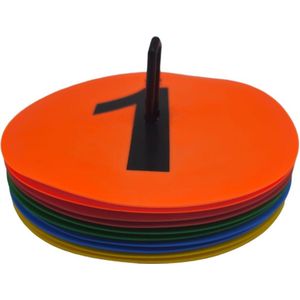 Markeerschijven Set Genummerd Ø20cm incl. Houder, 1 t/m 10, Multicolor