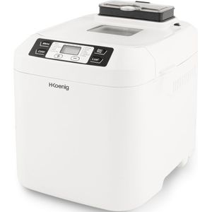 H.Koenig Broodbakmachine met Graandispenser BAKE340, 12 Programma' s, 2 Broodmaten, Glutenvrij Programma, Brioche, Vertraagde Start en Warmhoudfunctie, LCD Display, 550 Watt,Wit