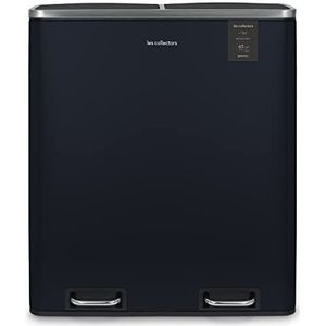 Les Collectors Vuilnisbak met pedaal, nr. 908, inhoud 60 l, 2 vakken, 30 l, zwaar, keuken, uitneembare emmer, recycling, selectieve sortering, stille sluiting, nachtblauw