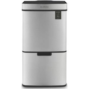 Les Collectors - Afvalemmer - Geborsteld Roestvrij Staal - 69 Liter - 3 Vakken - Automatische Opening