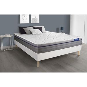 Complete boxspring met matras tweepersoons- Actisom Actiflex zen wit - Pocketveren en traagschuim - 180 x 210 cm